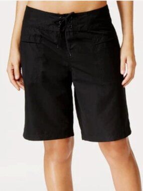 island escape black lace up cover up long board shorts size 10 12 14